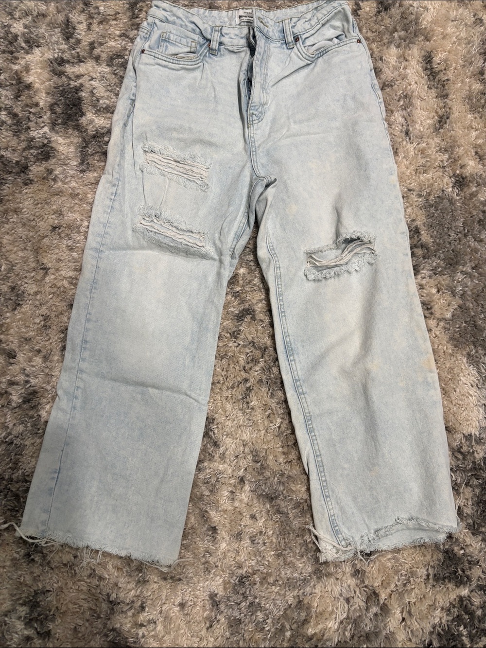 refuge Light Wash Distressed Wide-Leg Jeans